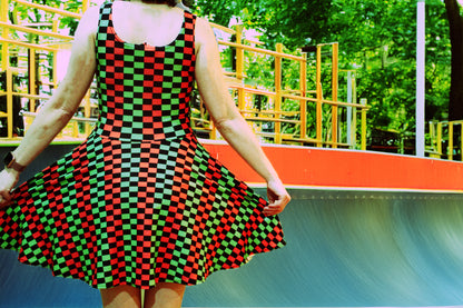 Checkered Skater Dress